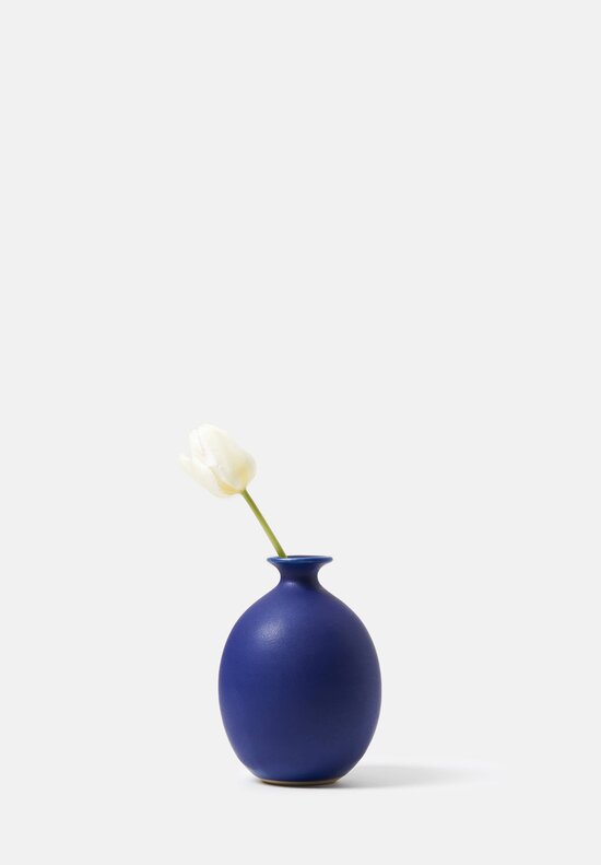 Christiane Perrochon Handmade Stoneware Large Sake Bottle in Matte Blue