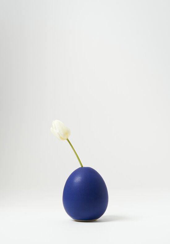 Christiane Perrochon Handmade Large Egg Vase in Matte Blue