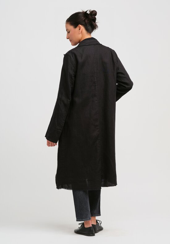Umit Unal Linen Long Duster Jacket in Black	