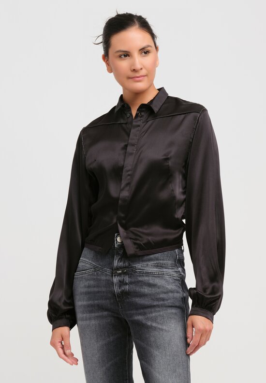 Umit Unal Silk Short Shirt in Black	