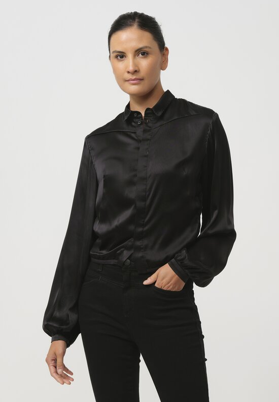 Umit Unal Silk Short Shirt in Black	