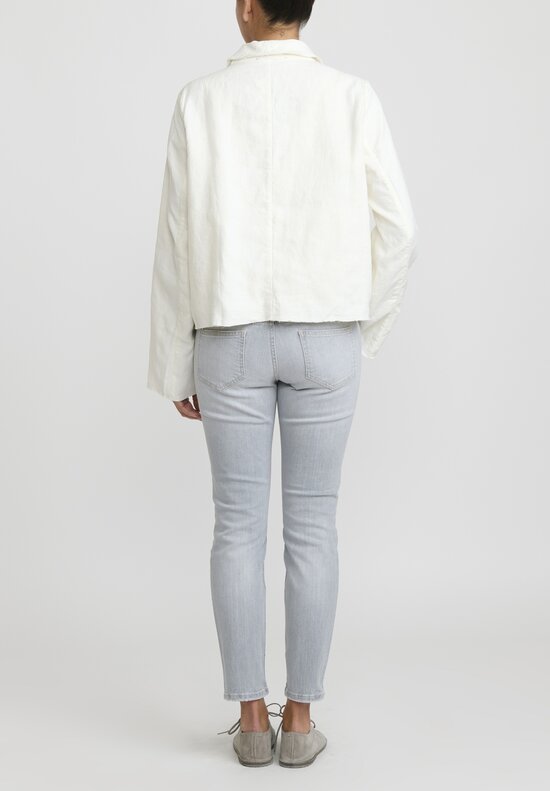 Umit Unal Linen Oversized Shawl Lapel Jacket in Off White