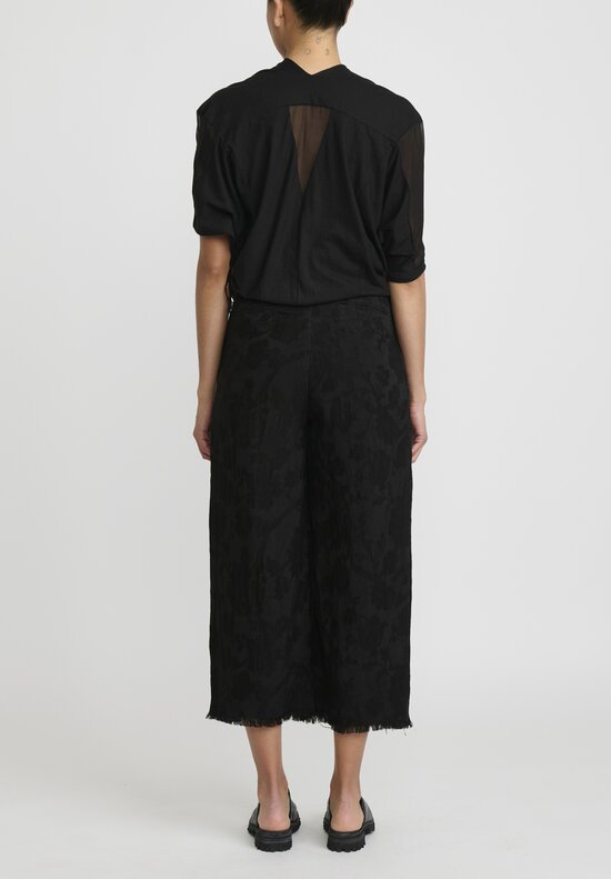 Masnada Linen Jacquard Wrap Front LDS Pants in Black