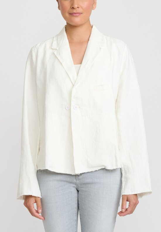Umit Unal Linen Oversized Notched Lapel Jacket in White