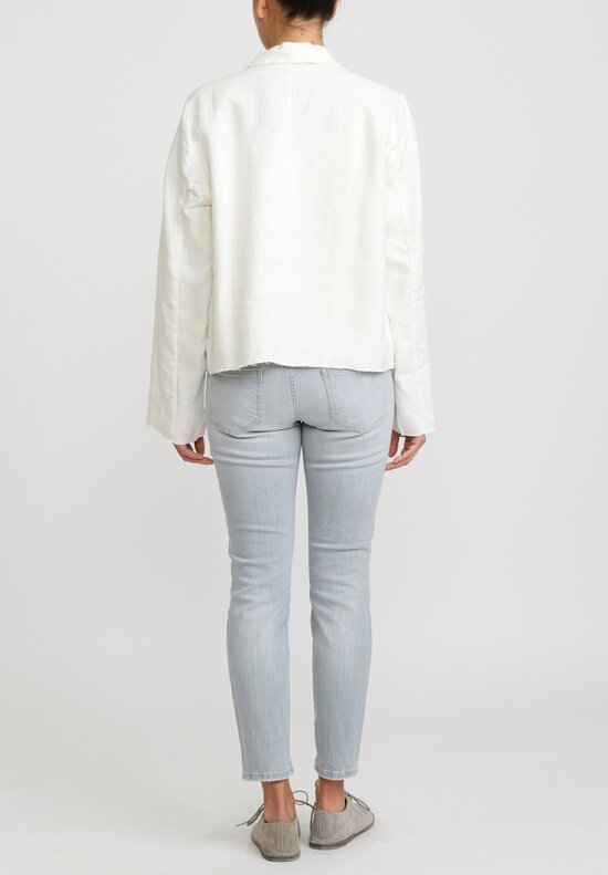 Umit Unal Linen Oversized Notched Lapel Jacket in White
