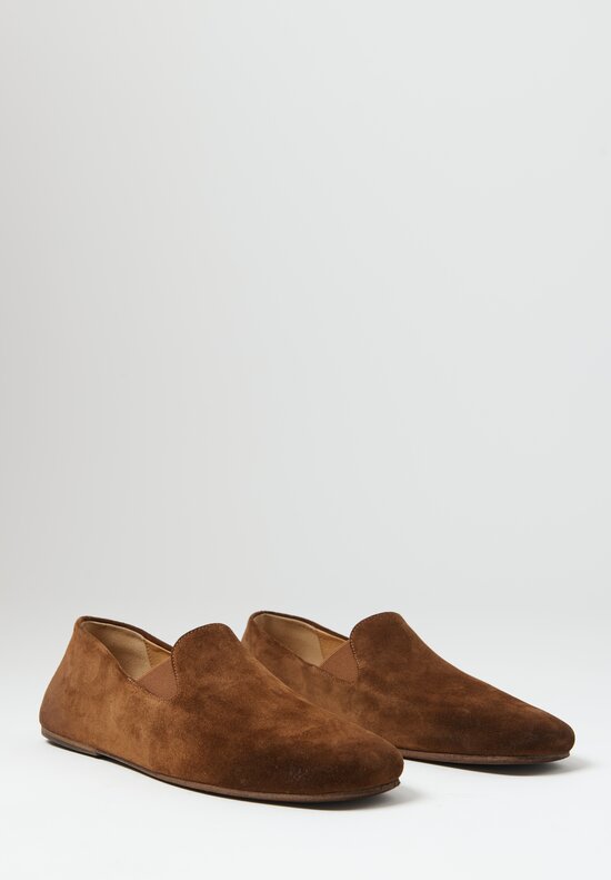Marsell Suede Razza Pantofola Shoe in Chestnut Brown