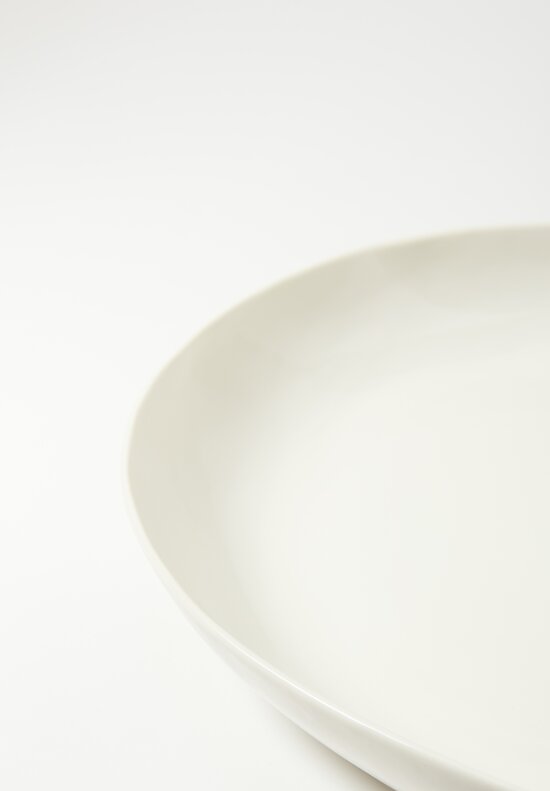 Stamperia Bertozzi Handmade Porcelain Solid Interior Shallow Serving Bowl Bianca White	
