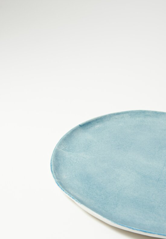 Stamperia Bertozzi Handmade Porcelain Solid Painted Dinner Plate Azzuro Blue	