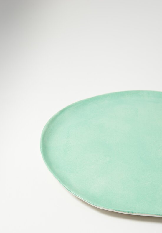 Stamperia Bertozzi Handmade Porcelain Solid Painted Dinner Plate Spring Green	