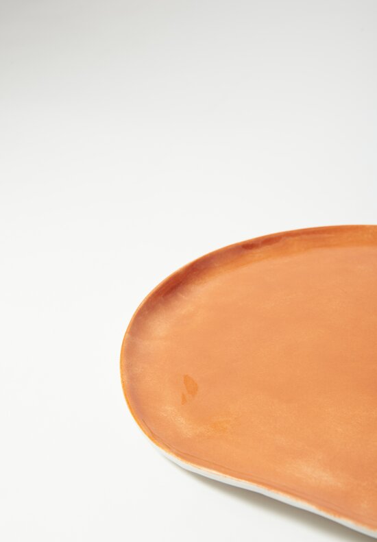 Stamperia Bertozzi Handmade Porcelain Solid Painted Dinner Plate Arancio Orange	