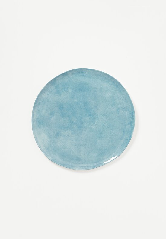 Stamperia Bertozzi Handmade Porcelain Solid Painted Large Dinner Plate Azzurro Blue	