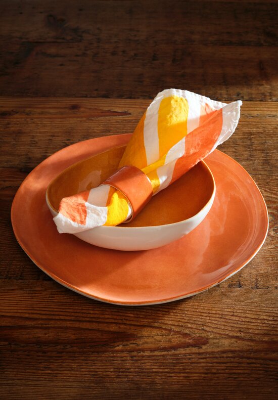 Stamperia Bertozzi Handmade Porcelain Solid Painted Large Dinner Plate Arancio Orange	