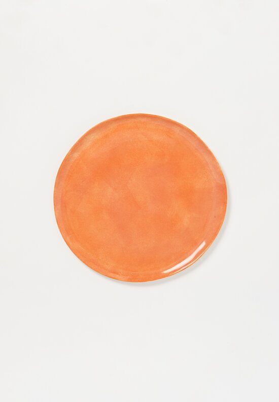Stamperia Bertozzi Handmade Porcelain Solid Painted Large Dinner Plate Arancio Orange	