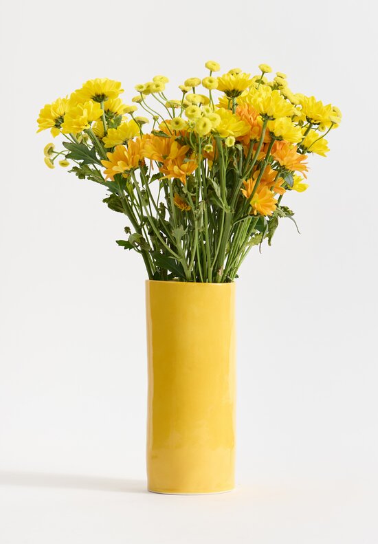 Bertozzi Handmade Porcelain Small Vase in Giallo Yellow	