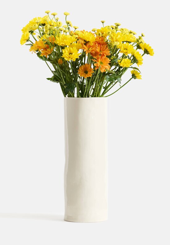 Stamperia Bertozzi Handmade Porcelain Large Vase in Bianca White	