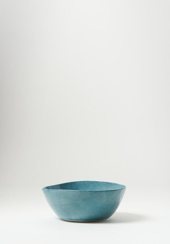 Stamperia Bertozzi Handmade Porcelain Solid Painted Medium Bowl Azzurro Blue	