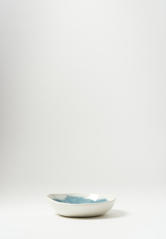 Stamperia Bertozzi Handmade Porcelain Brush Interior Shallow Bowl Azzurro Blue	
