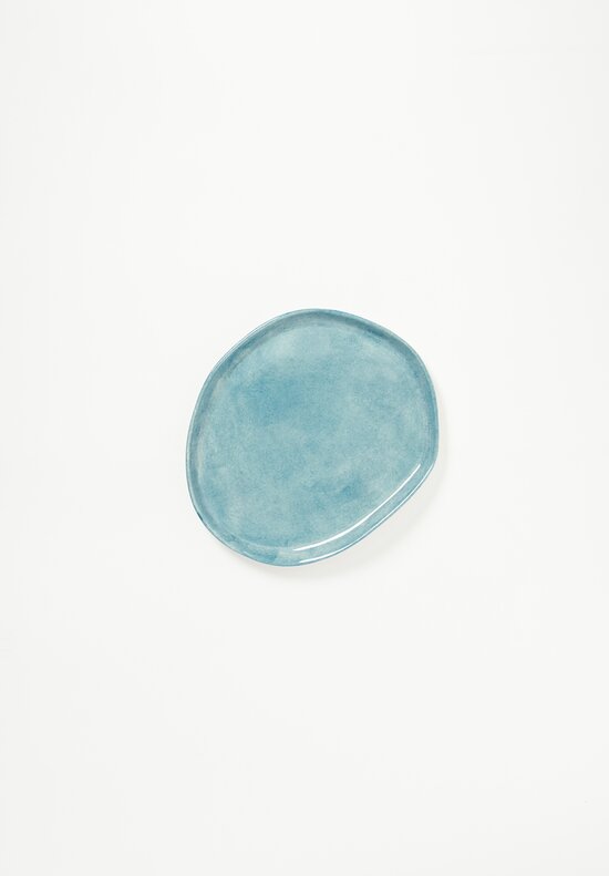 Stamperia Bertozzi Handmade Porcelain Small Pebble Plate Azzurro Blue	