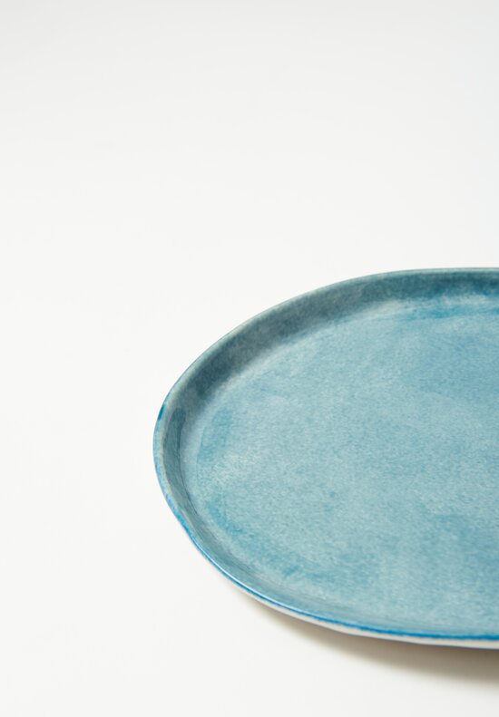 Stamperia Bertozzi Handmade Porcelain Small Pebble Plate Azzurro Blue	