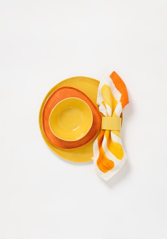Stamperia Bertozzi Handmade Porcelain Napkin Ring Giallo Yellow