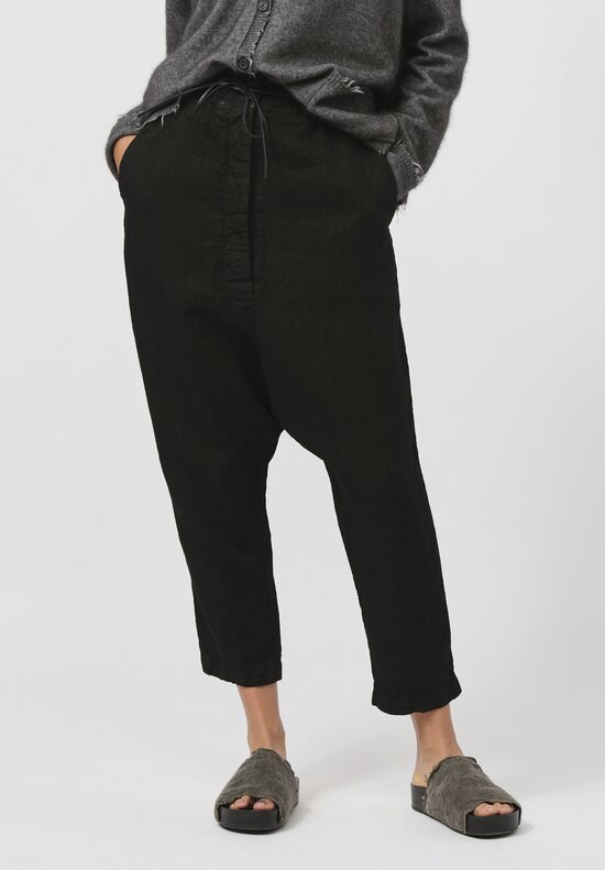 Rundholz Dip Linen Drop Crotch Pants in Black	