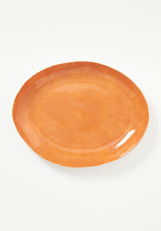 Bertozzi Handmade Porcelain Large Oval Serving Bowl Mandarancio Orange	