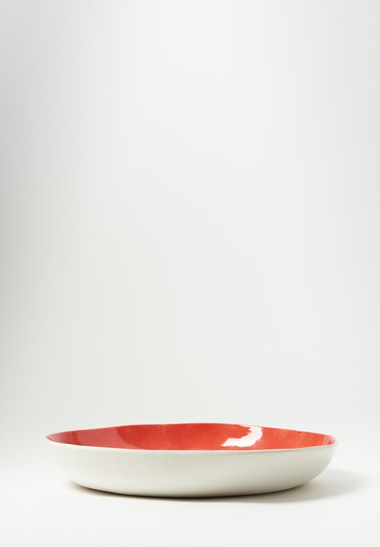 Stamperia Bertozzi Handmade Porcelain Solid Interior Shallow Serving Bowl Scarlatto Red	