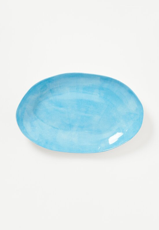 Stamperia Bertozzi Handmade Porcelain Medium Oval Barchetta Plate Azzurro Blue Luce	