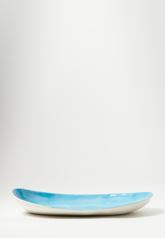 Stamperia Bertozzi Handmade Porcelain Medium Oval Barchetta Plate Azzurro Blue Luce	