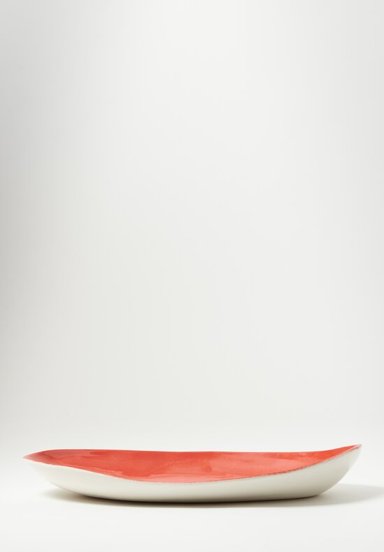 Stamperia Bertozzi Handmade Porcelain Medium Oval Barchetta Plate Scarlatto Red	