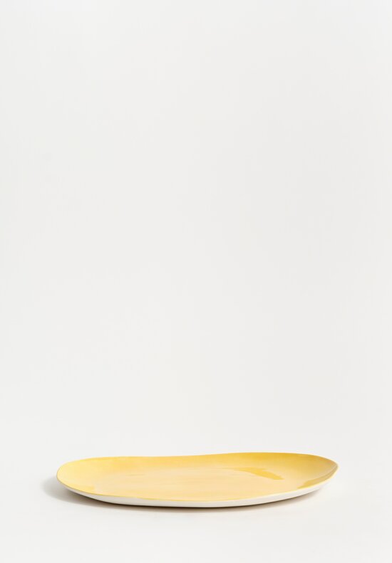 Stamperia Bertozzi Handmade Porcelain Medium Oval Barchetta Plate Giallo Yellow	