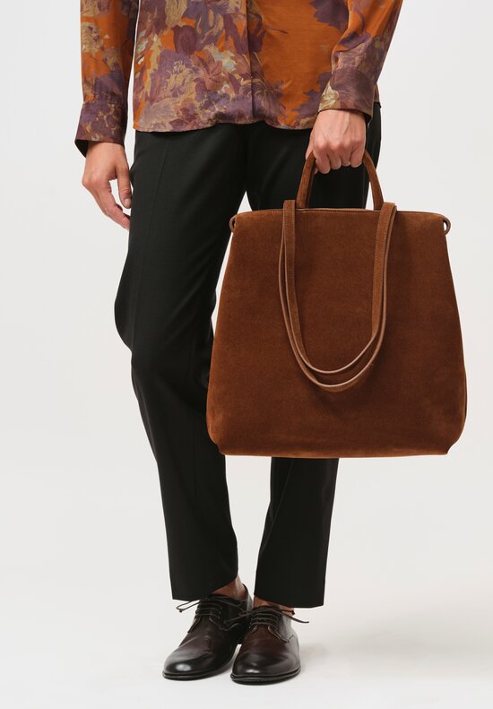 Marsèll Large Suede Lunga Tote Bag in Marrone Brown	
