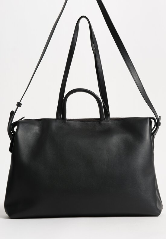 Marsèll Wide Leather Orizzontale Tote Bag in Black