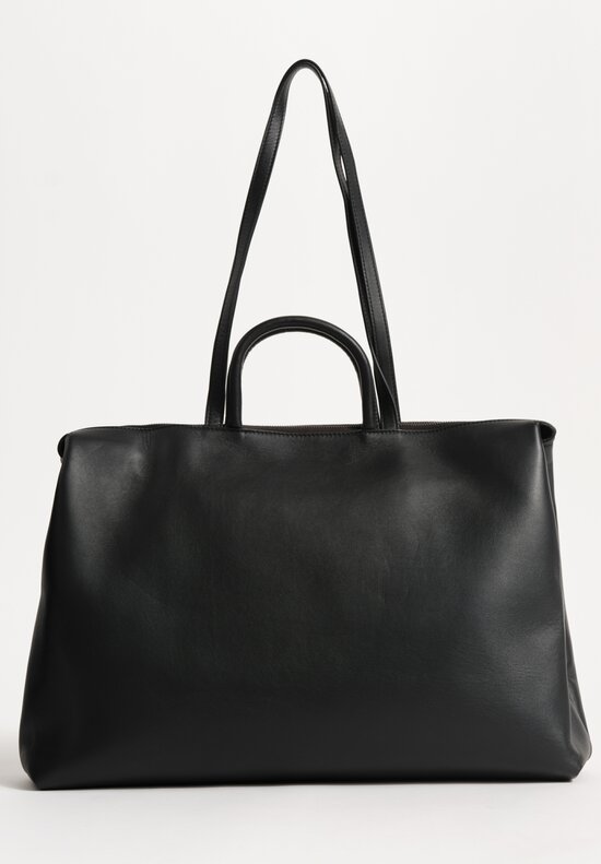 Marsèll Wide Leather Orizzontale Tote Bag in Black
