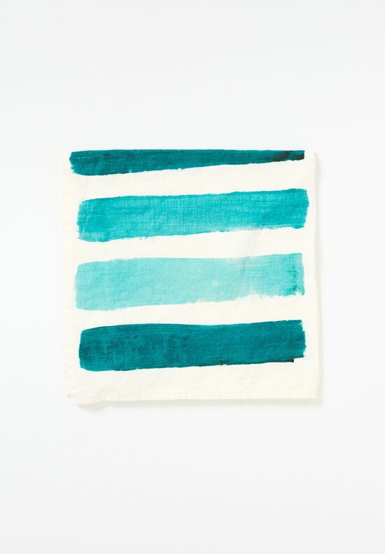 Stamperia Bertozzi Handmade Linen Striped Napkin Gamma Teal Blue	