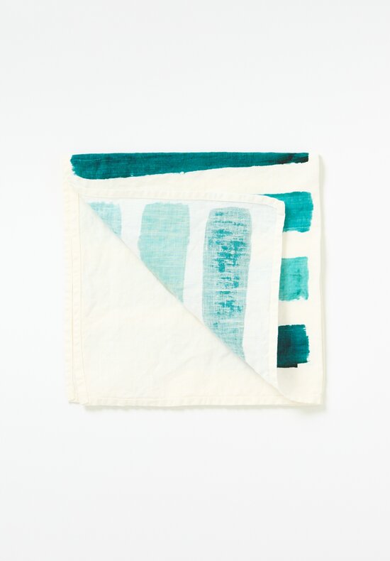 Stamperia Bertozzi Handmade Linen Striped Napkin Gamma Teal Blue	