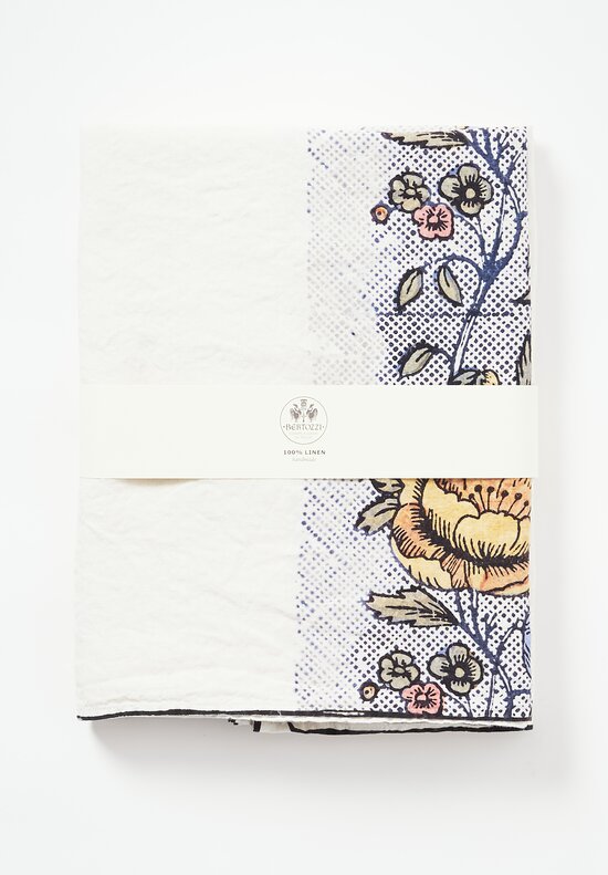 Stamperia Bertozzi Handmade Linen Large Printed Tablecloth Rosa Antica	