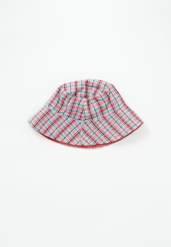 Injiri Cotton Twill Reversible Bucket Hat in Red Plaid