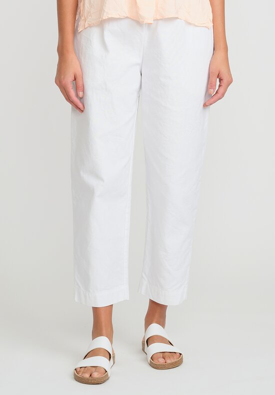 Daniela Gregis Washed Cotton Twill Sigaretta Elastico Pants in Bianco White	