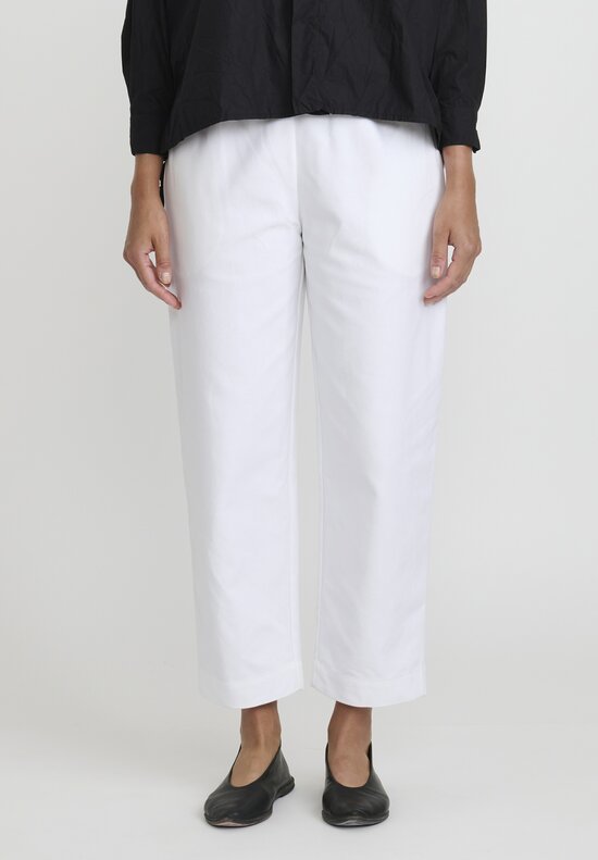 Daniela Gregis Cotton Twill Sigaretta Elastico Pants in Bianco White	
