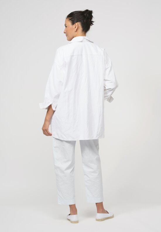 Daniela Gregis Washed Cotton Twill Oversized Jacket in Bianco White	