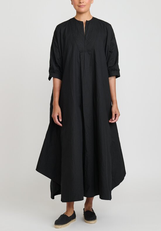 Daniela Gregis Washed Cotton Abito Kora Spicchi Dress in Nero Black	