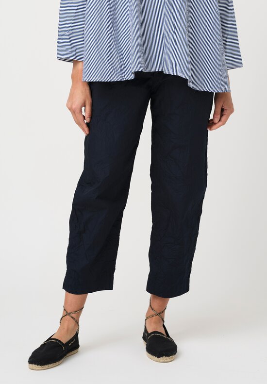Daniela Gregis Washed Cotton Sigaretta Elastico Pants in Navy Blue
