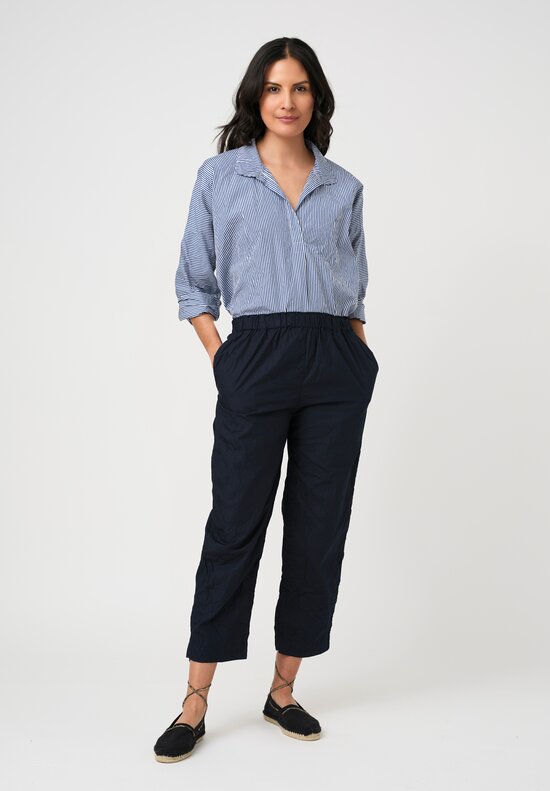 Daniela Gregis Washed Cotton Sigaretta Elastico Pants in Navy Blue