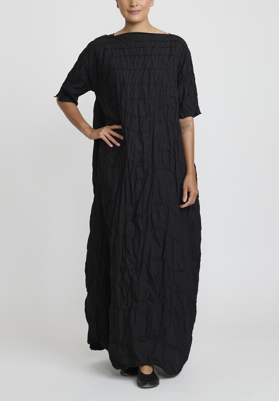 Daniela Gregis Washed Cotton Abito Morena Dress in Nero Black	
