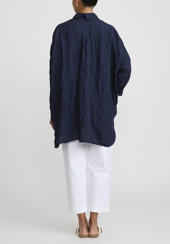 Daniela Gregis Washed Linen Camicia More Rosella Shirt in Navy Blue	