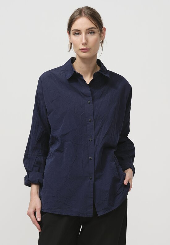 Casey Casey Paper Cotton Long Sleeve Waga Shirt in Ink Blue	