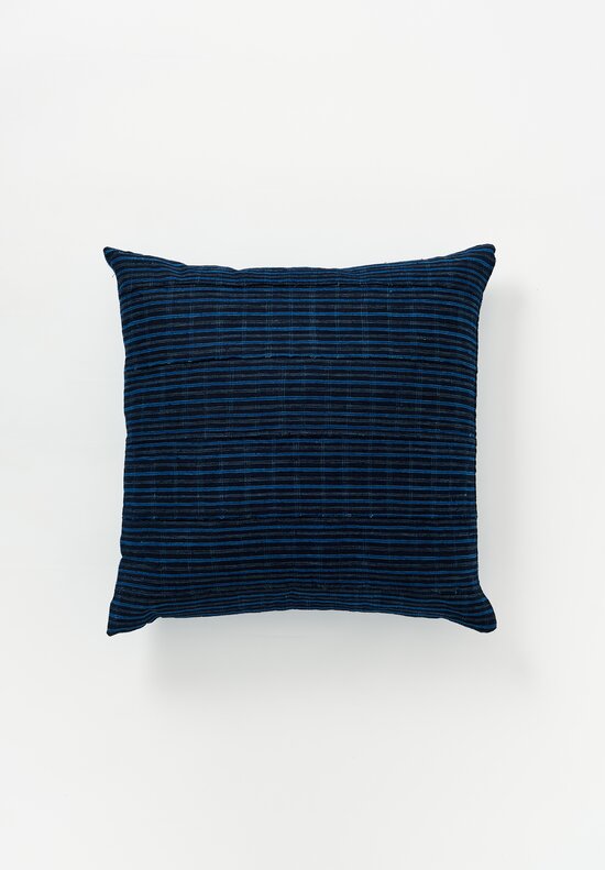 Antique Yoruba Pillow in Indigo Blue Stripes I	