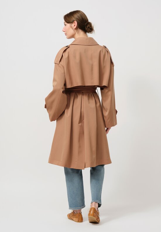 Dries Van Noten Wool Robyn Trench Coat in Camel Brown	