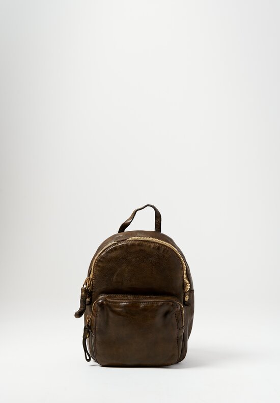 Campomaggi Leather Zainetto Backpack in Military Green	
